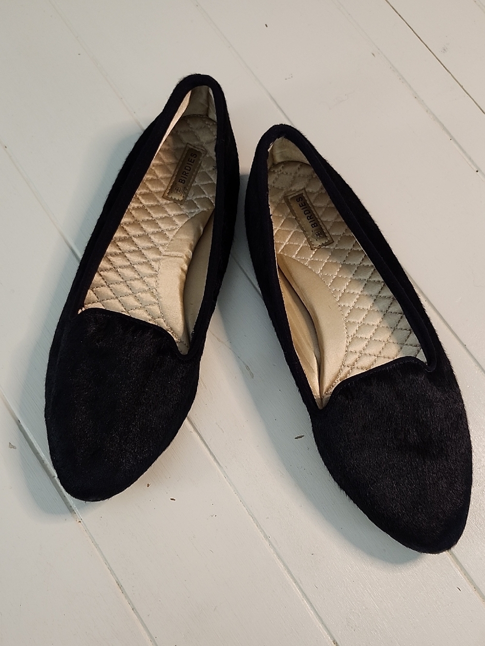 Birdies Blackbird Calf Hair Loafer Flats Smoking Slippers Size 9.5